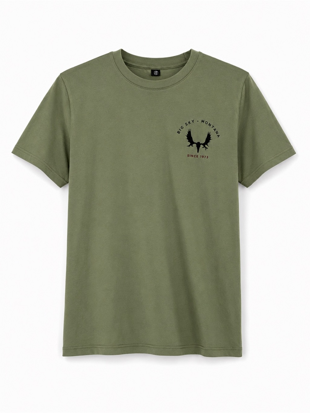 Ouray Big Sky Montana Graphic T-Shirt | Olive Green | Size Small | Moose Antler